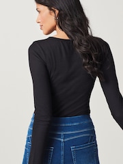 Black Scoop Neck Bodysuit - Image 5 of 6