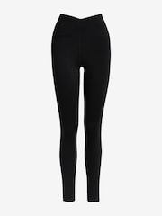 Black Wrap Waist Balance Wrap Front Yoga Leggings - Image 5 of 6