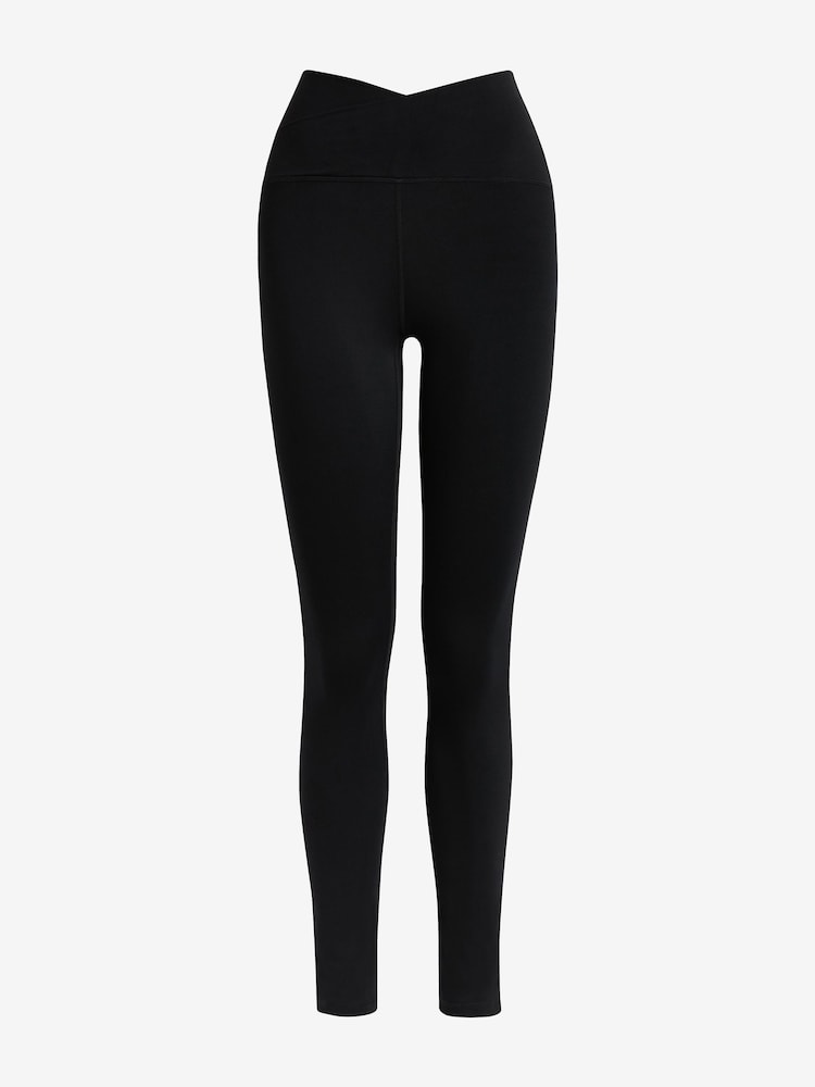 Black Wrap Waist Balance Wrap Front Yoga Leggings - Image 5 of 6
