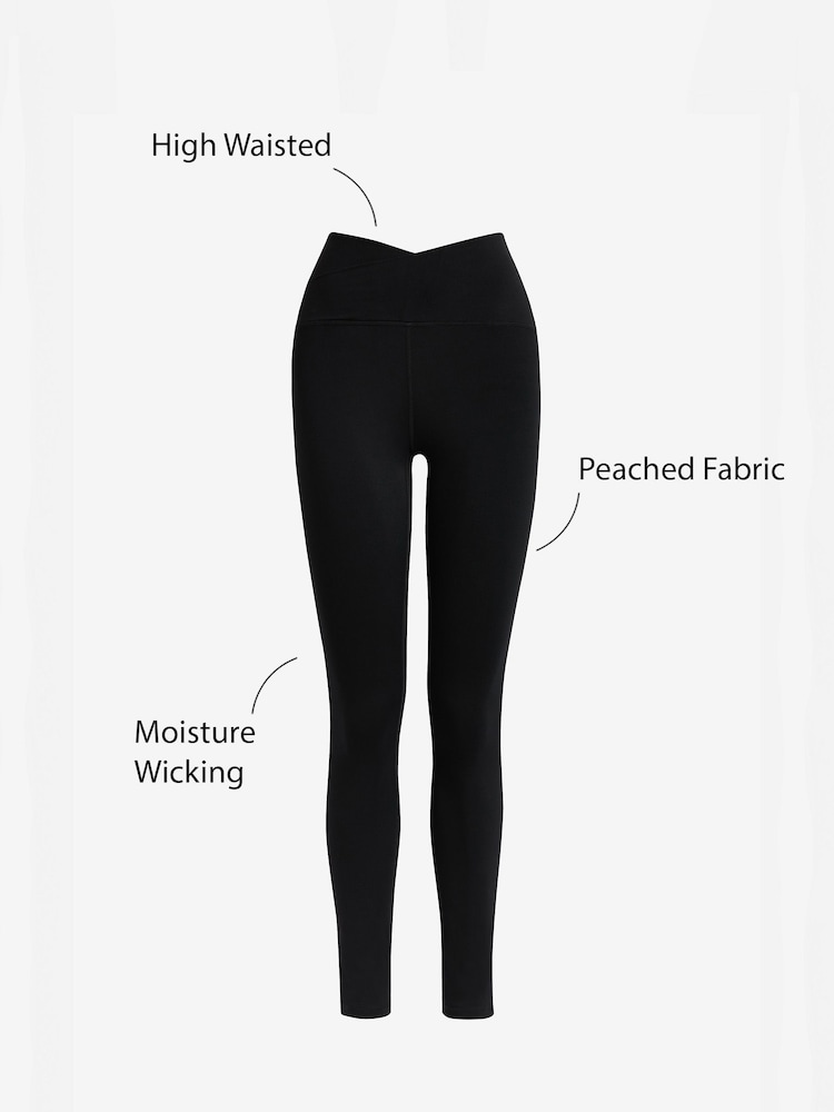 Black Wrap Waist Balance Wrap Front Yoga Leggings - Image 6 of 6