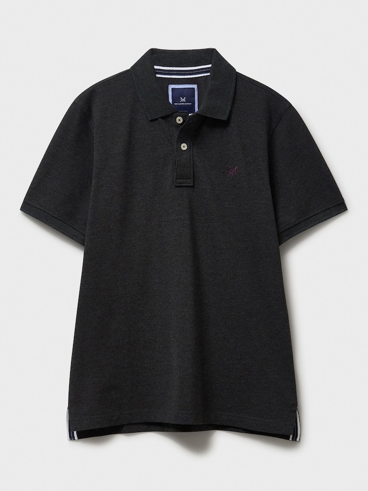 رمادي رمادي داكن - قميص بولو بيكيه قطن 100% من Crew Clothing - صورة 4 من 4