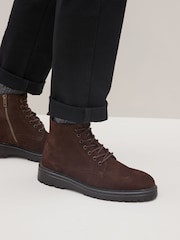Brown Leather Chunky Boots - Image 2 of 6