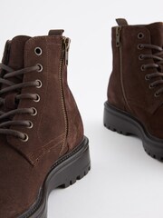 Brown Leather Chunky Boots - Image 4 of 6