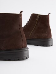 Brown Leather Chunky Boots - Image 5 of 6