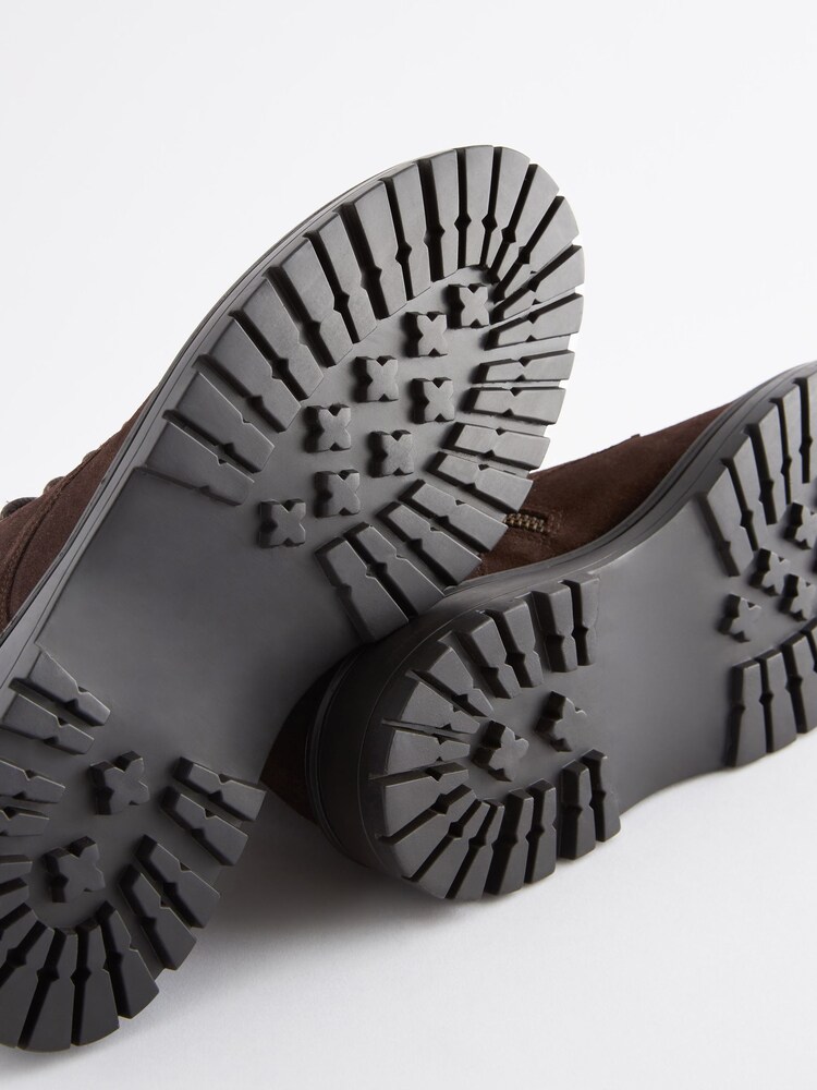 Brown Leather Chunky Boots - Image 6 of 6