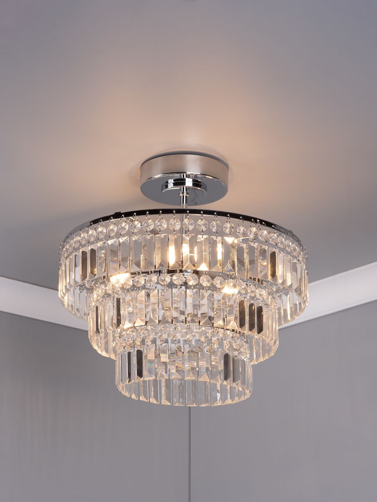 Dar Lighting Silver Rowena 3 Light Semi Flush Fitting Ceiling Light - Image 1 of 4 Dar Lighting Silver Rowena 3 Light Semi Flush Fitting Ceiling Light - Image 1 of 4