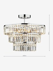 Dar Lighting Silver Rowena 3 Light Semi Flush Fitting Ceiling Light - Image 3 of 4