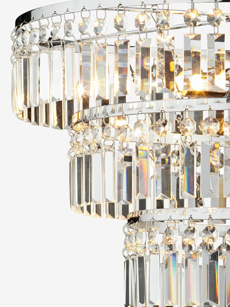 Dar Lighting Silver Rowena 3 Light Semi Flush Fitting Ceiling Light - Image 4 of 4 Dar Lighting Silver Rowena 3 Light Semi Flush Fitting Ceiling Light - Image 4 of 4