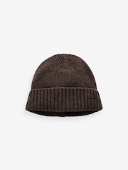 Barbour® Brown Carlton Knitted Fleece Lined Beanie Hat - Image 1 of 5