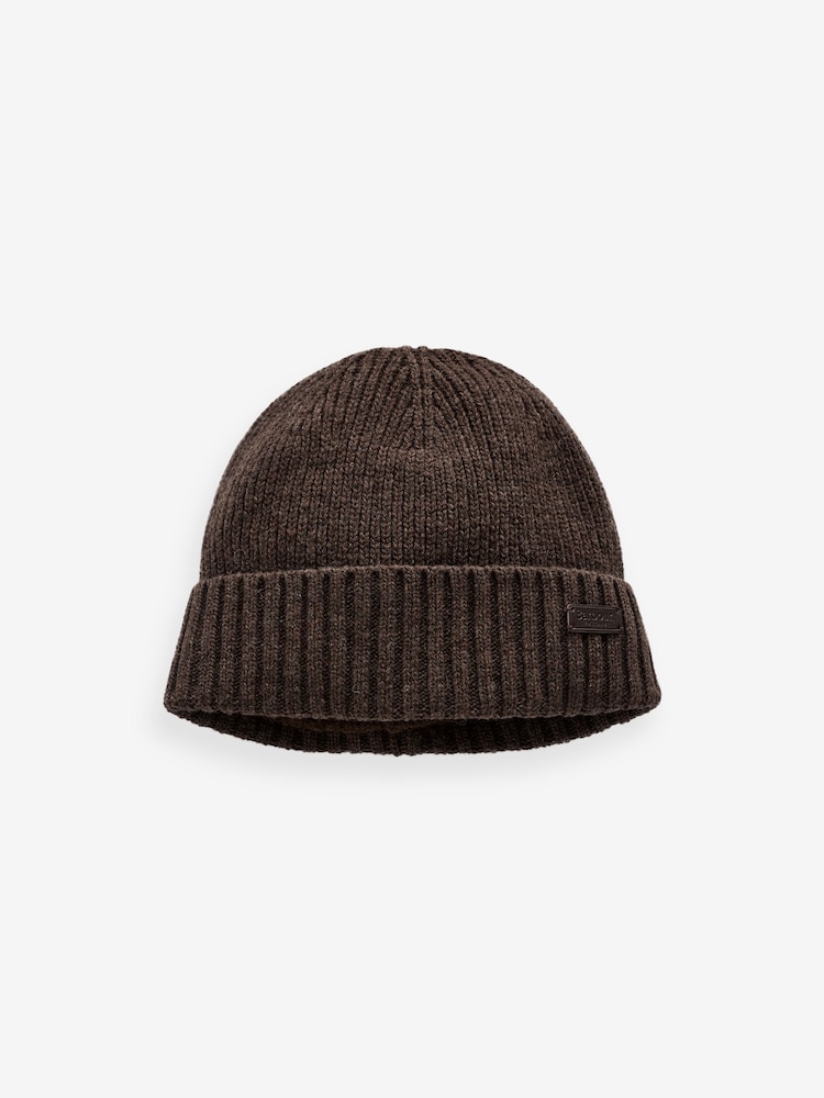 Barbour® Brown Carlton Knitted Fleece Lined Beanie Hat - Image 1 of 5