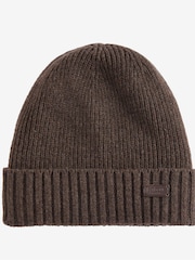Barbour® Brown Carlton Knitted Fleece Lined Beanie Hat - Image 2 of 5