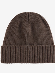 Barbour® Brown Carlton Knitted Fleece Lined Beanie Hat - Image 3 of 5