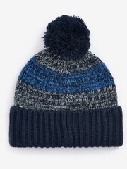 Barbour® Navy Blue Morar Waffle Knit Pom Beanie Hat - Image 1 of 2