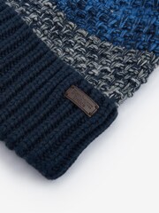 Barbour® Navy Blue Morar Waffle Knit Pom Beanie Hat - Image 2 of 2