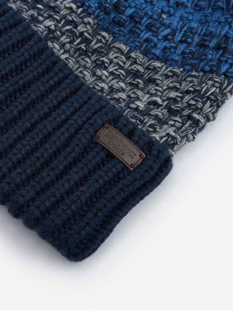 Barbour® Navy Blue Morar Waffle Knit Pom Beanie Hat - Image 2 of 2