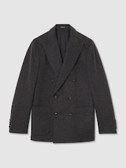V barvi oglja - Blazer z dvorednim zapenjanjem iz mešanice volne Reiss Collin - Slika 2 iz 8