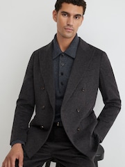 V barvi oglja - Blazer z dvorednim zapenjanjem iz mešanice volne Reiss Collin - Slika 6 iz 8