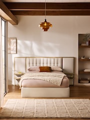 Contemporary Tweedy Linen Wolton Hotel Bed Frame with Bedside Shelving - Image 1 of 6