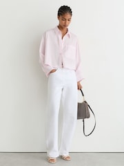 Reiss Pink Solenge Cotton Cropped Long-Sleeve Shirt - Image 3 of 6