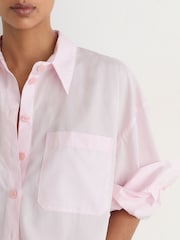 Reiss Pink Solenge Cotton Cropped Long-Sleeve Shirt - Image 4 of 6