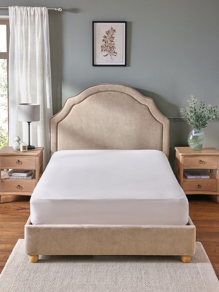 Relaxed Chenille Light Natural Sadie Upholstered Bed Frame - Image 2 of 7