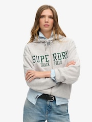 Superdry Cadet Grey Marl College Logo Boyfriend Zip Hoodie - Image 1 of 6