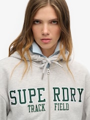 Superdry Cadet Grey Marl College Logo Boyfriend Zip Hoodie - Image 3 of 6