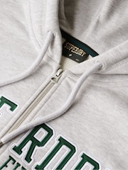 Superdry Cadet Grey Marl College Logo Boyfriend Zip Hoodie - Image 4 of 6
