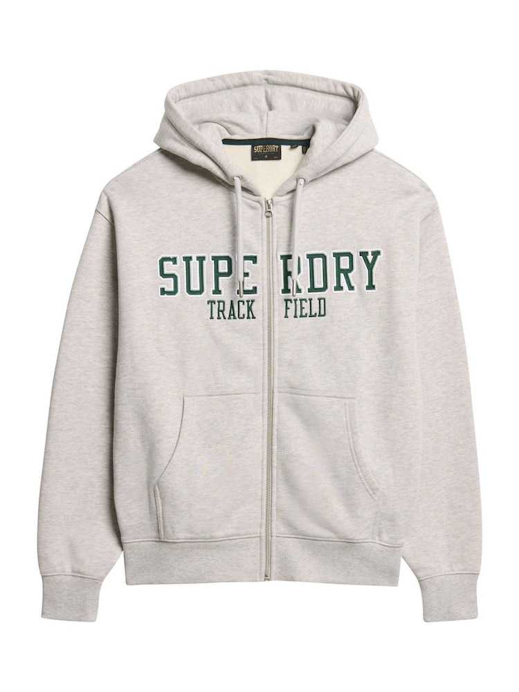 Superdry Cadet Grey Marl College Logo Boyfriend Zip Hoodie - Image 6 of 6