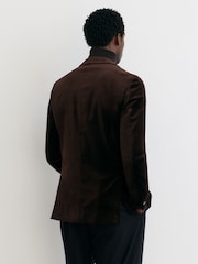 Reiss Brown Apsara Tailored Fit Velvet Single-Breasted Blazer - Image 4 of 8
