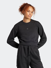 adidas Black Sportswear All Szn Fleece Crop Sweatshirt - Image 1 of 7