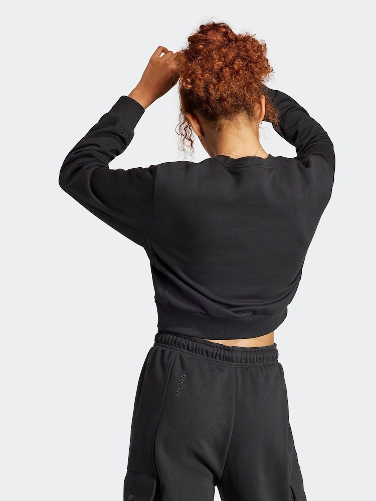 adidas Black Sportswear All Szn Fleece Crop Sweatshirt - Image 2 of 7