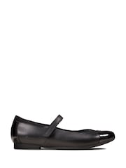 Clarks Black Multi Fit Leather Scala Gem Kids Shoes - Image 1 of 7