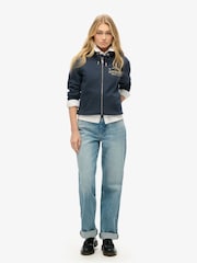 Superdry Trench Navy Marl Luxe Metallic Logo Zip Hoodie - Image 2 of 5