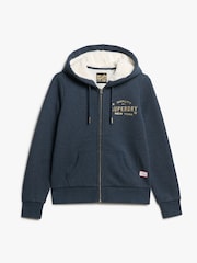 Superdry Trench Navy Marl Luxe Metallic Logo Zip Hoodie - Image 4 of 5