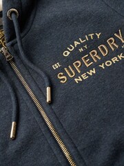 Superdry Trench Navy Marl Luxe Metallic Logo Zip Hoodie - Image 5 of 5