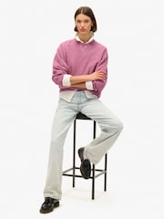 Superdry Shocking Pink Denver Orange 100% Cotton Essential Logo Overdyed Sweatshirt - Image 4 of 6