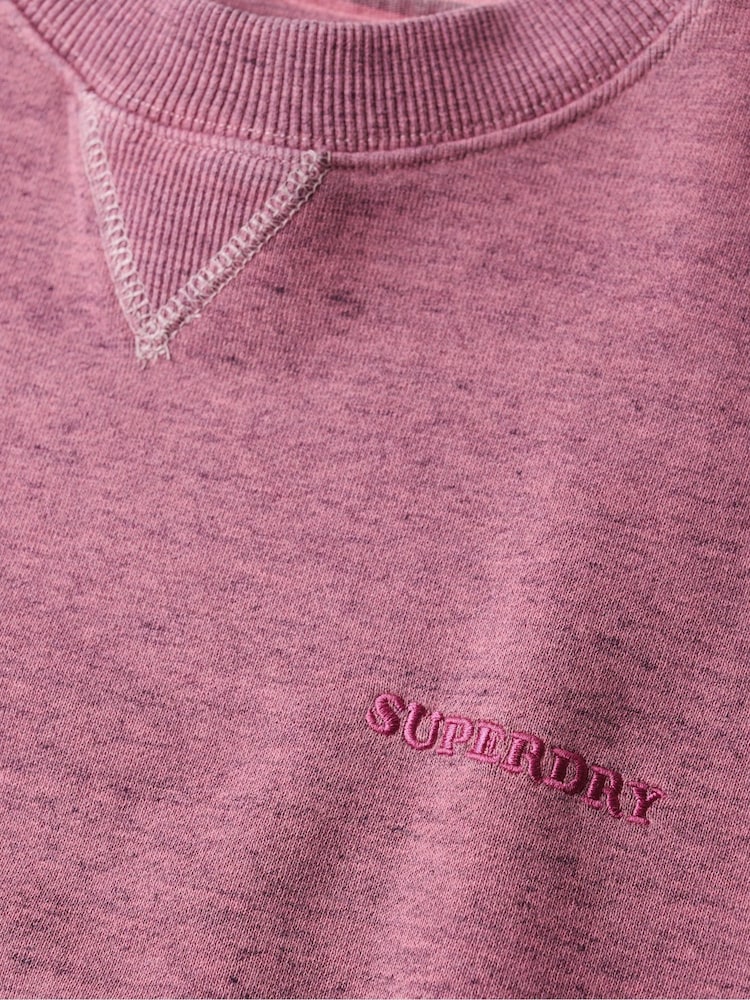Superdry Shocking Pink Denver Orange 100% Cotton Essential Logo Overdyed Sweatshirt - Image 6 of 6