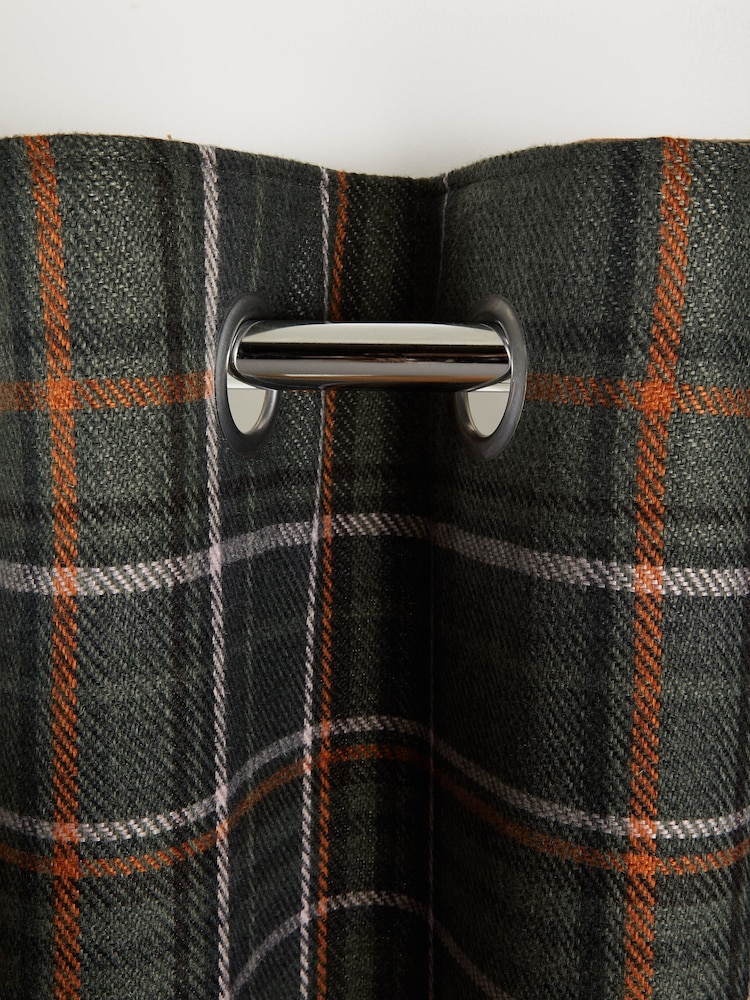 Green Next Cedar Check Eyelet Lined Curtains - Image 2 of 5