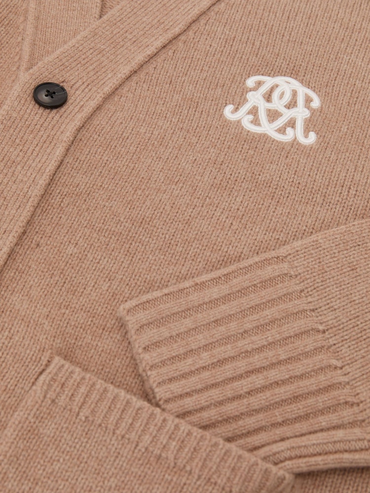 Καμήλα Καφέ - Reiss Norris Monogram κεντημένη χαλαρή μάλλινο ζακέτα - Εικόνα 6 από 6