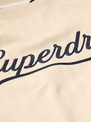 Superdry Off Grey Country Club Herringbone Crew Hoodie - Image 7 of 7