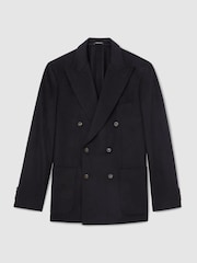 Mornarica - Blazer z dvorednim zapenjanjem iz mešanice volne Reiss Collin - Slika 2 iz 9