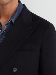 Mornarica - Blazer z dvorednim zapenjanjem iz mešanice volne Reiss Collin - Slika 3 iz 9