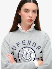 Superdry Ash Grey Marl College Script Loose Sweat top - Image 3 of 6
