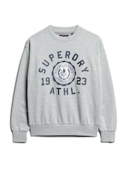 Superdry Ash Grey Marl College Script Loose Sweat top - Image 4 of 6