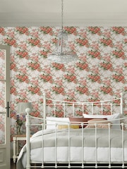 Laura Ashley Old Rose Pink Country Roses 10M Wallpaper - Image 1 of 4