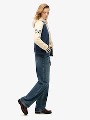 Superdry Atlantic Navy College Script Graphic Bomber Hoodie - Image 2 of 7