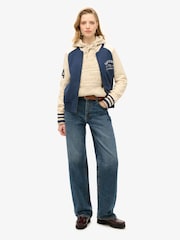 Superdry Atlantic Navy College Script Graphic Bomber Hoodie - Image 3 of 7