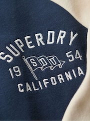 Superdry Atlantic Navy College Script Graphic Bomber Hoodie - Image 6 of 7