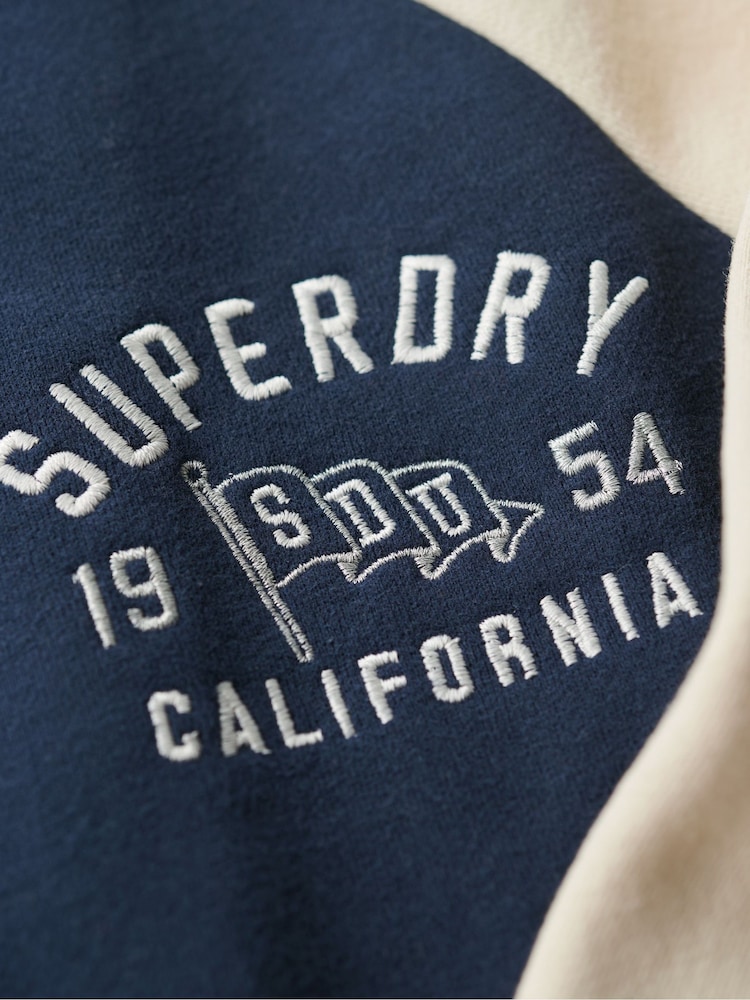 Superdry Atlantic Navy College Script Graphic Bomber Hoodie - Image 6 of 7